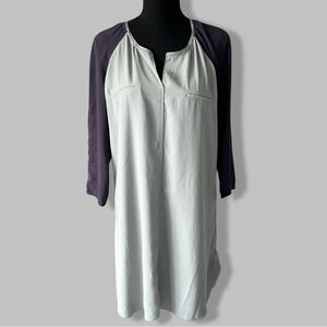 Aritzia Wilfred Purple Sage Green Contrasting  Colour Chiffon Shirt Dress